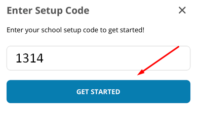 Entering a library setup code in the ePlatform app