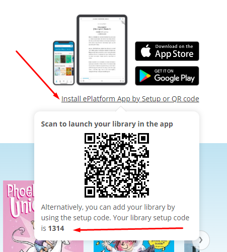 Library setup code displayed in an ePlatform portal