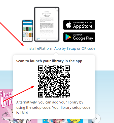 Library QR code displayed in an ePlatform portal