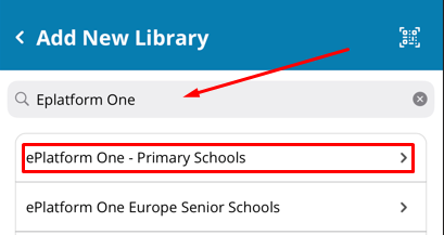 Searching for a school or library by name in the ePlatform app