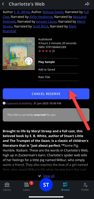 Cancel Reserve option for a reserved title in ePlatform