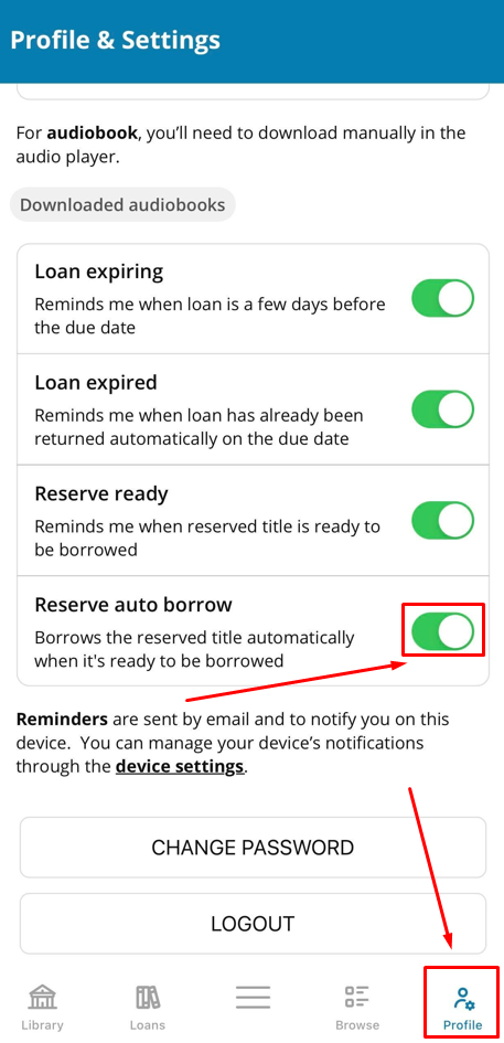 Reserve Ready Auto Borrow? setting in the ePlatform Profile menu