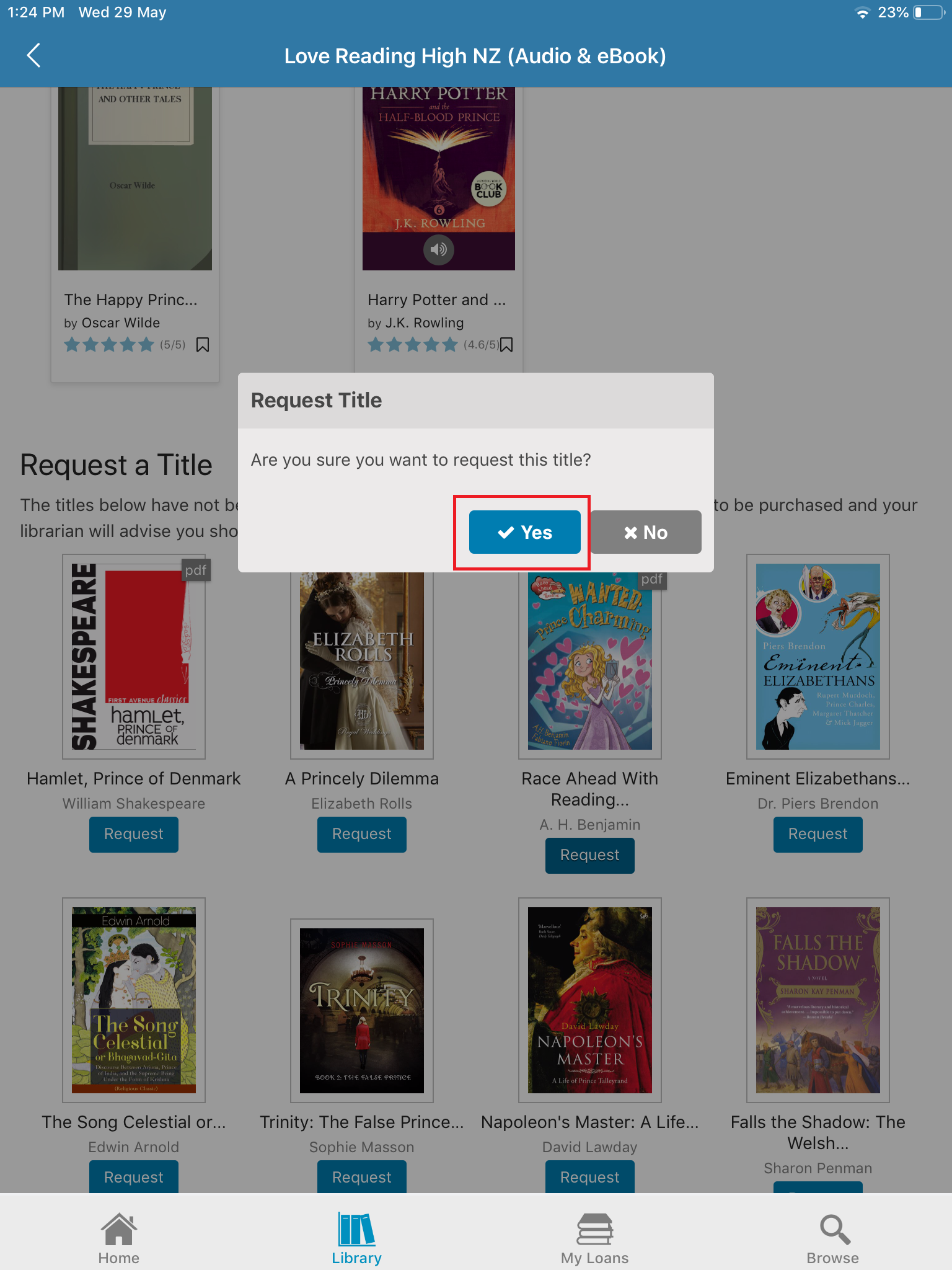 Confirming a title request in ePlatform