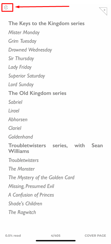 Completed-download check mark for an offline eBook